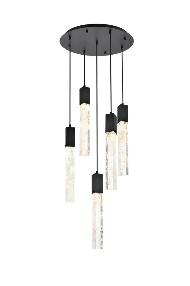 Elegant Lighting - 2089D20BK - Five Light Chandelier - Aurora - Black and Clear