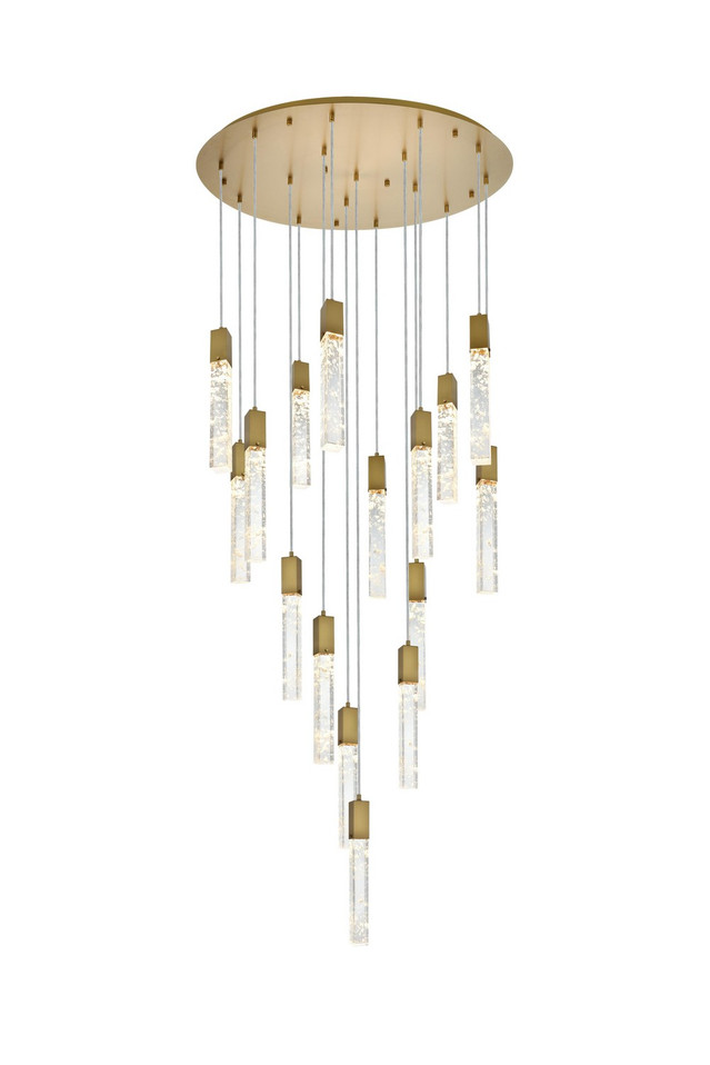 Elegant Lighting - 2089G36SG - 16 Light Chandelier - Aurora - Satin Gold and Clear