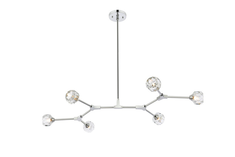Elegant Lighting - 3508D50C - Six Light Pendant - Zayne - Chrome and Clear