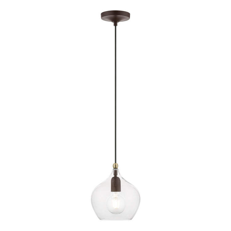 Livex Lighting - 49088-07 - One Light Pendant - Aldrich - Bronze w/Antique Brass