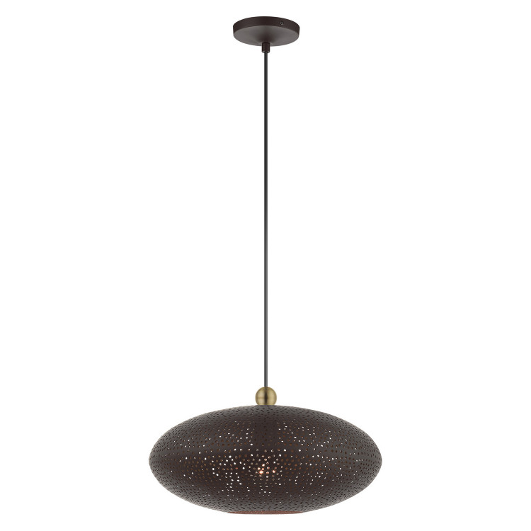 Livex Lighting - 49102-07 - One Light Pendant - Dublin - Bronze w/ Antique Brasss