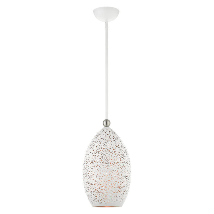 Livex Lighting - 49182-03 - One Light Pendant - Charlton - White w/ Brushed Nickels