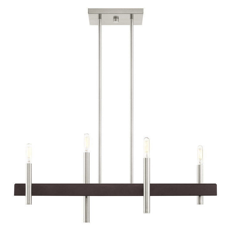 Livex Lighting - 49334-91 - Four Light Chandelier - Denmark - Brushed Nickel w/ Bronzes