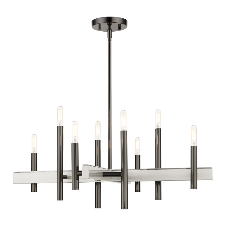 Livex Lighting - 49348-46 - Eight Light Chandelier - Denmark - Black Chrome w/ Brushed Nickels