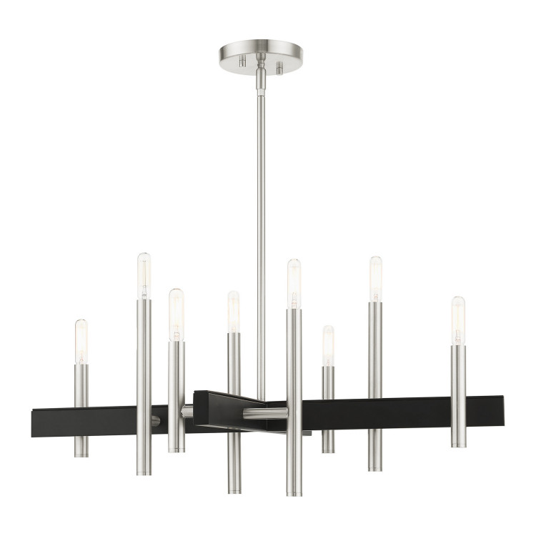 Livex Lighting - 49348-91 - Eight Light Chandelier - Denmark - Brushed Nickel w/ Blacks