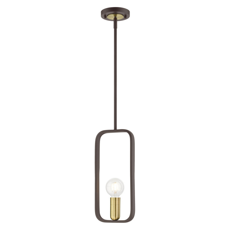 Livex Lighting - 49741-07 - One Light Pendant - Bergamo - Bronze w/ Antique Brasss