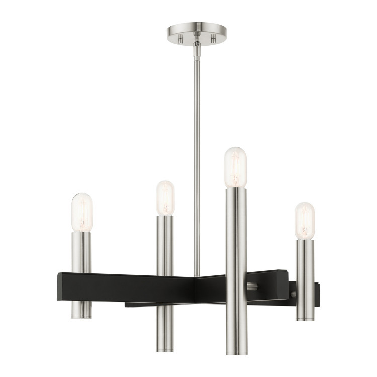Livex Lighting - 49994-91 - Four Light Chandelier - Helsinki - Brushed Nickel w/ Blacks