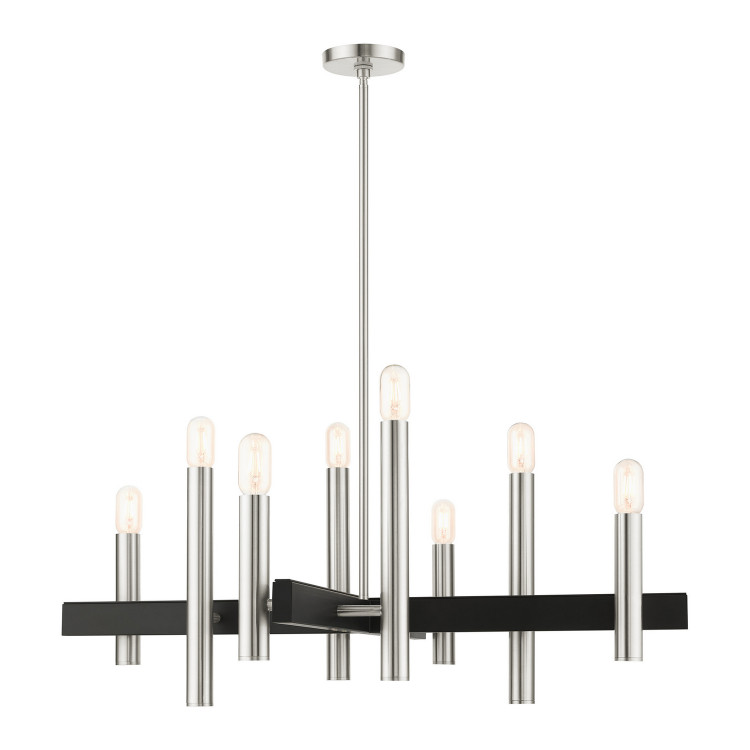 Livex Lighting - 49998-91 - Eight Light Chandelier - Helsinki - Brushed Nickel w/ Blacks
