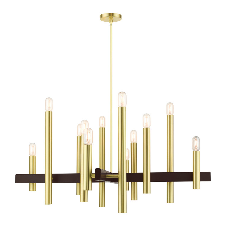 Livex Lighting - 49999-12 - 12 Light Chandelier - Helsinki - Satin Brass w/ Bronzes