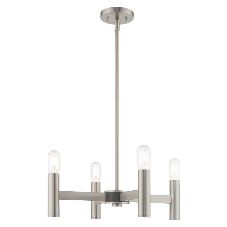 Livex Lighting - 51134-91 - Four Light Mini Chandelier - Copenhagen - Brushed Nickel w/ Bronzes
