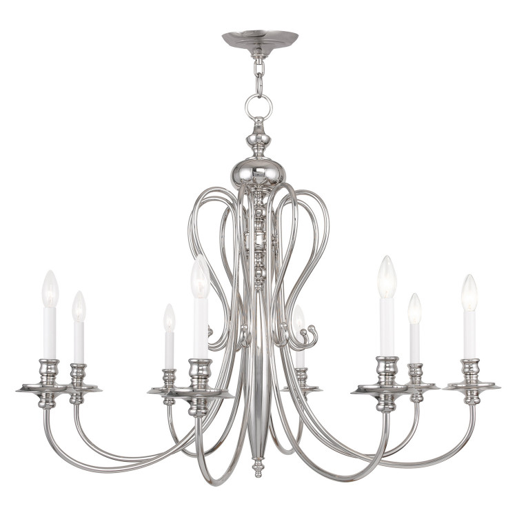 Livex Lighting - 5168-35 - Eight Light Chandelier - Caldwell - Polished Nickel