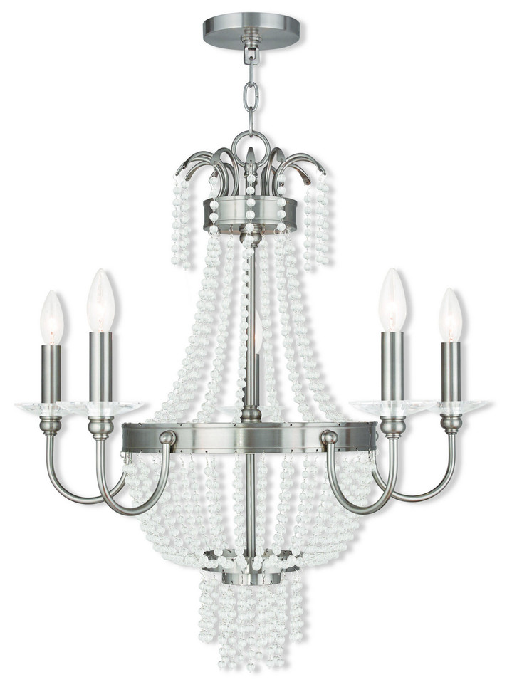 Livex Lighting - 51845-91 - Five Light Chandelier - Valentina - Brushed Nickel
