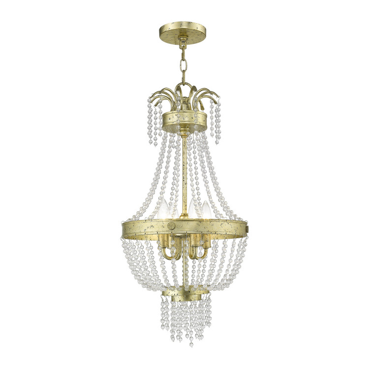 Livex Lighting - 51854-28 - Four Light Pendant - Valentina - Hand Applied Winter Gold Livex Lighting - 51854-28 - Four Light Pendant - Valentina - Hand Applied Winter Gold