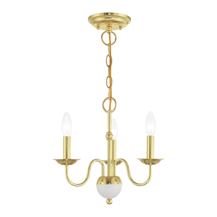 Livex Lighting - 52163-02 - Three Light Mini Chandelier - Windsor - Polished Brass w/ White