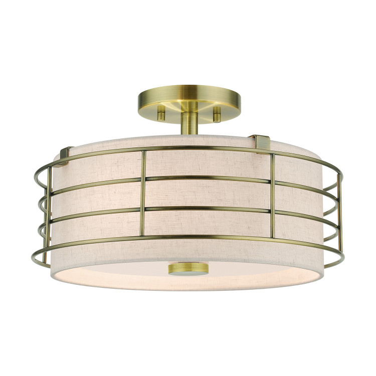 Livex Lighting - 55118-01 - Three Light Semi-Flush Mount - Blanchard - Antique Brass