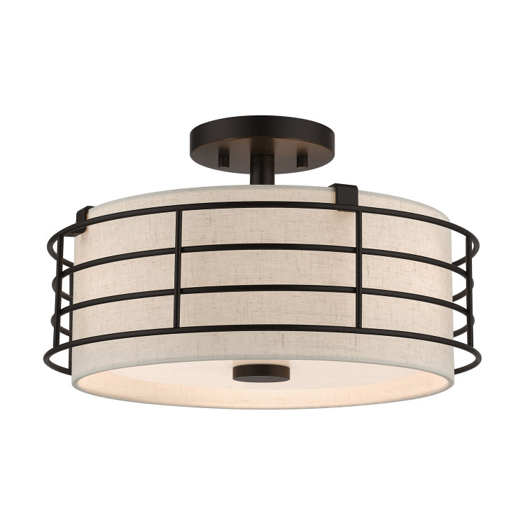 Livex Lighting - 55118-92 - Three Light Semi-Flush Mount - Blanchard - English Bronze