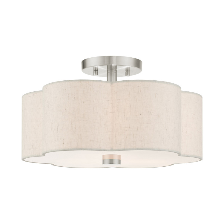 Livex Lighting - 58063-91 - Three Light Semi Flush Mount - Solstice - Brushed Nickel