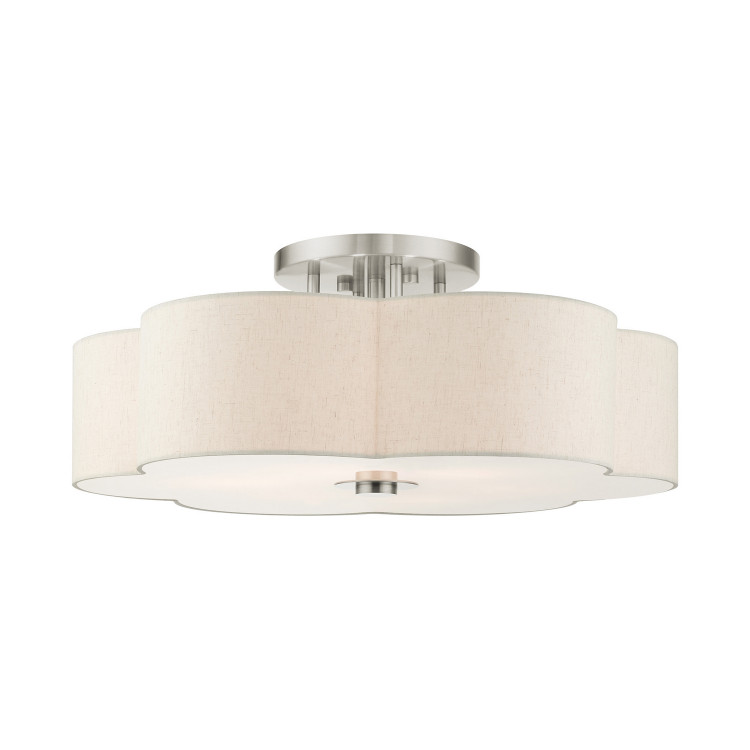 Livex Lighting - 58069-91 - Six Light Semi Flush Mount - Solstice - Brushed Nickel