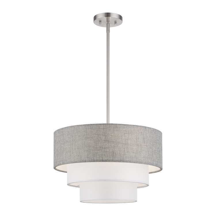Livex Lighting - 60015-91 - Three Light Pendant Chandelier - Brookmeade - Brushed Nickel