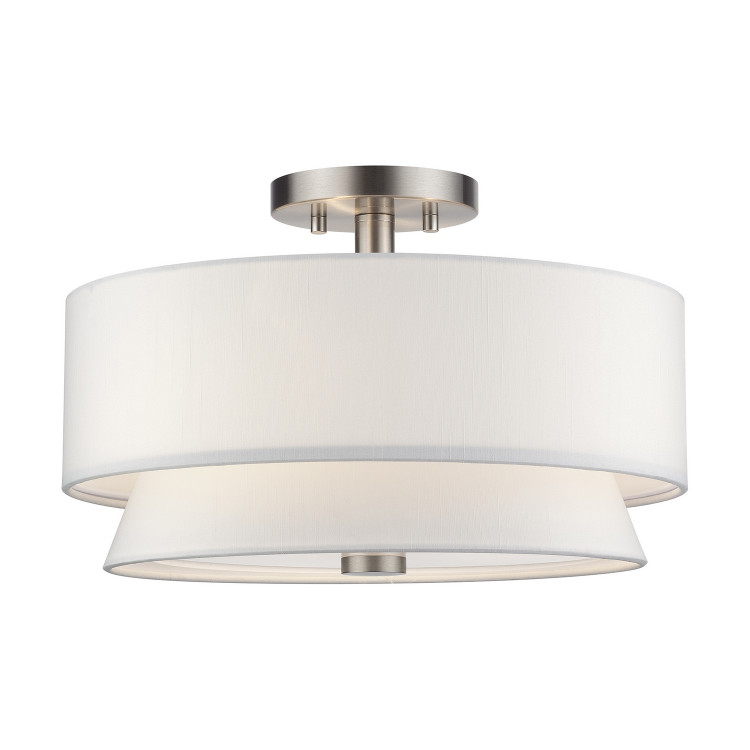 Livex Lighting - 60026-91 - Three Light Semi-Flush Mount - Fontana - Brushed Nickel
