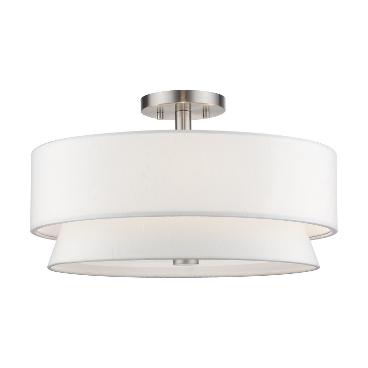 Livex Lighting - 60027-91 - Four Light Semi-Flush Mount - Fontana - Brushed Nickel