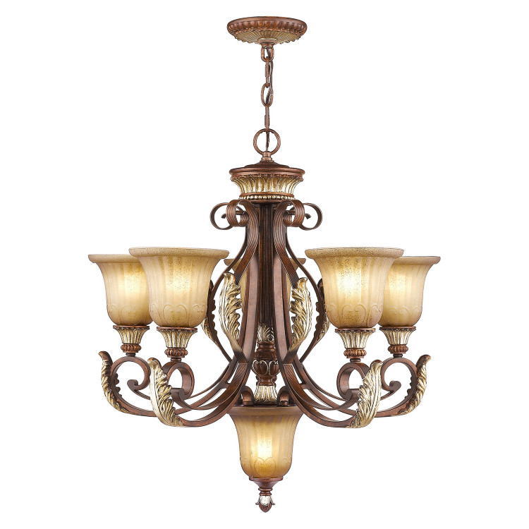 Livex Lighting - 8555-63 - Six Light Chandelier - Villa Verona - Hand Applied Verona Bronze w/ Aged Gold Leafs