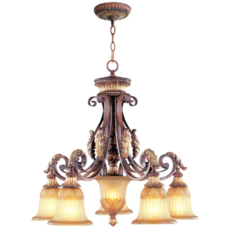 Livex Lighting - 8575-63 - Six Light Chandelier - Villa Verona - Hand Applied Verona Bronze w/ Aged Gold Leafs