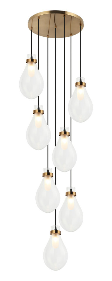 Matteo Lighting - C31907AG - Seven Light Pendant - Seranna - Aged Gold Brass