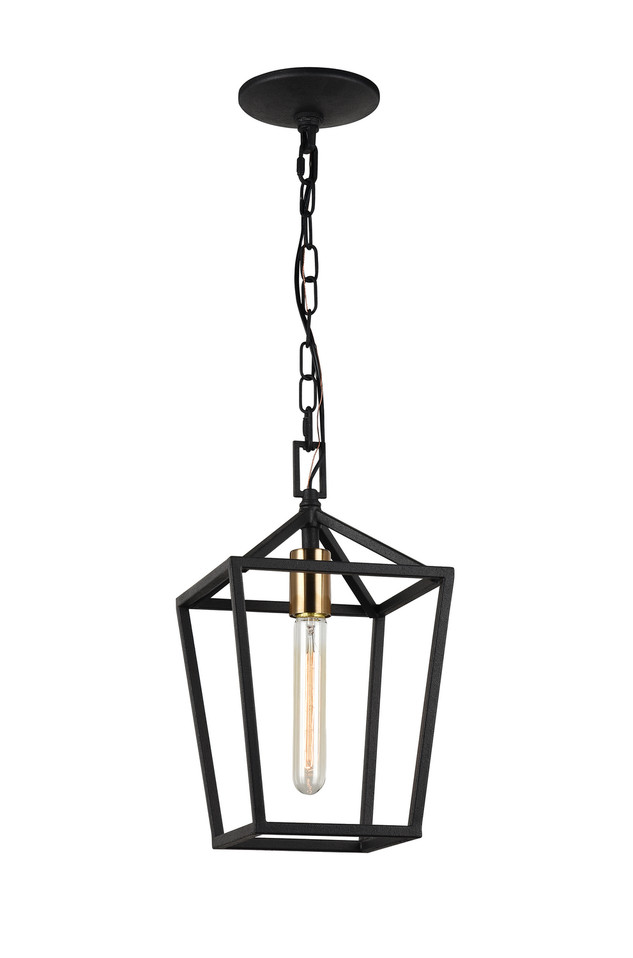 Matteo Lighting - C61701RB - One Light Pendant - Scatola - Rusty Black & Aged Gold Brass accents