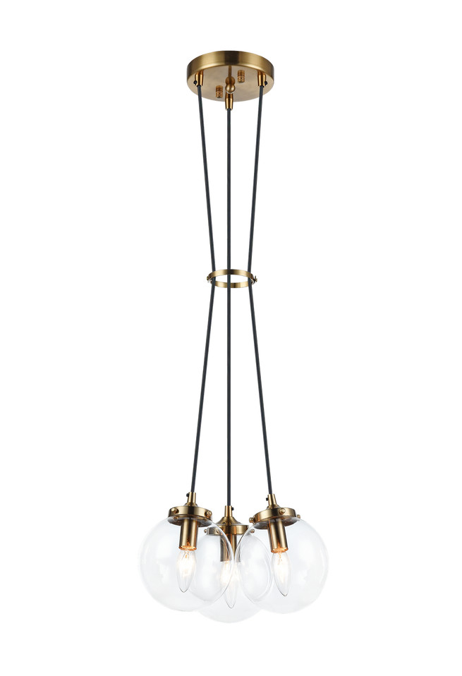 Matteo Lighting - C63003AGCL - Three Light Pendant - The Bougie - Aged Gold Brass