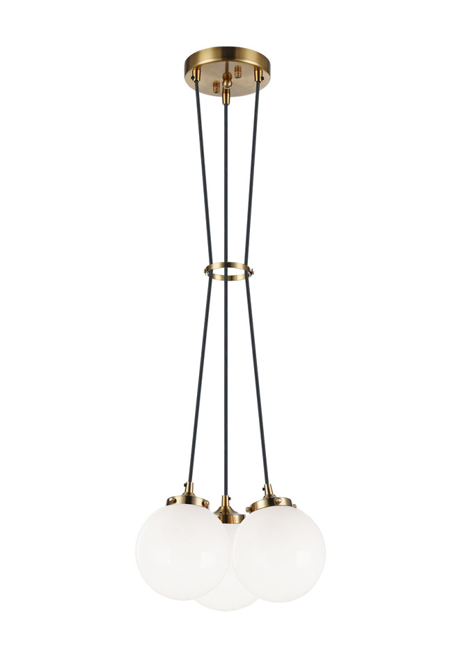 Matteo Lighting - C63003AGOP - Three Light Pendant - The Bougie - Aged Gold Brass