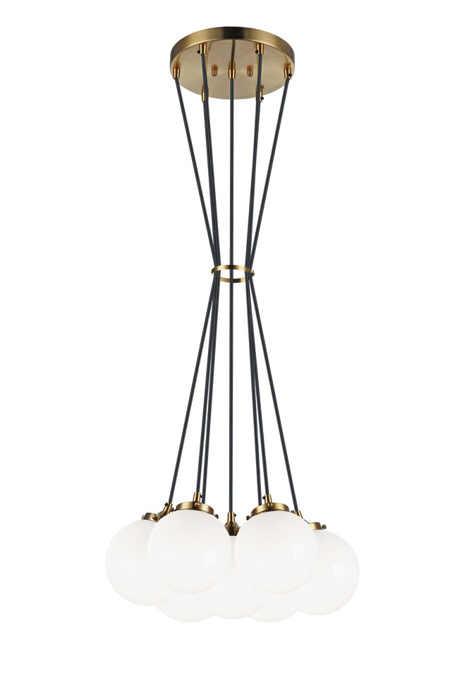 Matteo Lighting - C63007AGOP - Seven Light Pendant - The Bougie - Aged Gold Brass