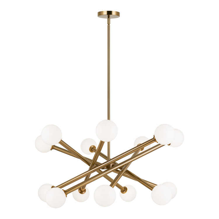 Matteo Lighting - C64614AGOP - 14 Light Chandelier - Matchstix - Aged Gold Brass