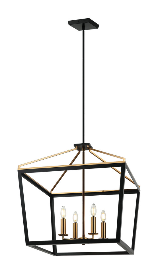 Matteo Lighting - C67014BKAG - Four Light Chandelier - Mavonshire - Black + Aged Gold Brass