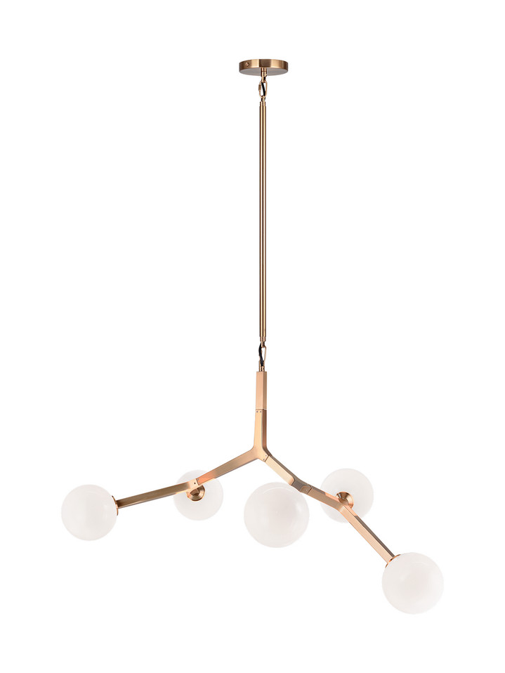 Matteo Lighting - C81515AGOP - Five Light Chandelier - Rami - Aged Gold Brass