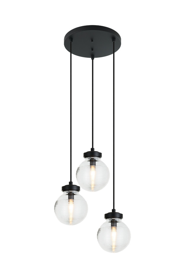 Matteo Lighting - C84003MBCL - Three Light Pendant - Ridge - Matte Black