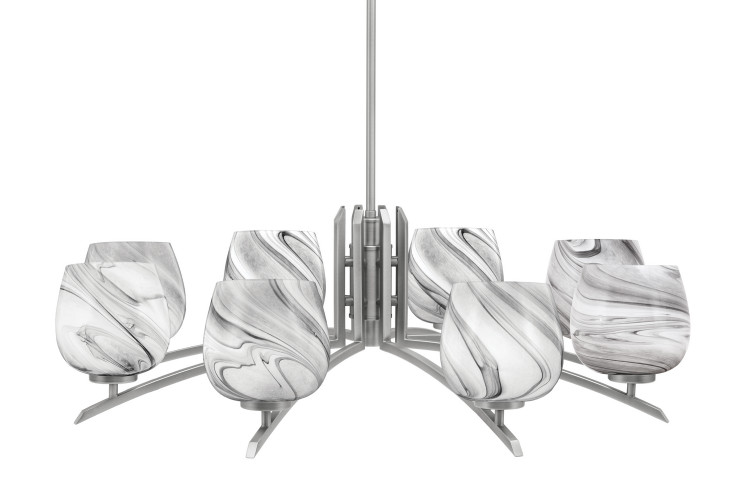 Toltec Lighting - 3708-GP-4819 - Eight Light Chandelier - Kurve - Graphite