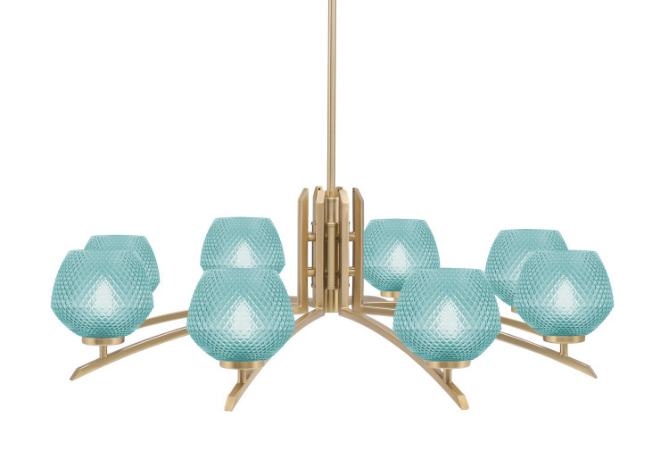 Toltec Lighting - 3708-NAB-4625 - Eight Light Chandelier - Kurve - New Age Brass