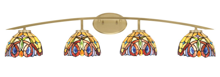 Toltec Lighting - 3724-NAB-9445 - Four Light Bath Bar - Kurve - New Age Brass