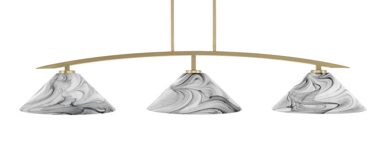 Toltec Lighting - 3733-NAB-2169 - Three Light Bar - Kurve - New Age Brass