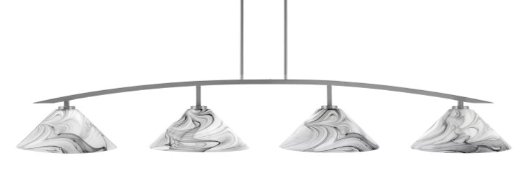 Toltec Lighting - 3734-GP-2169 - Four Light Billiard/Island - Kurve - Graphite