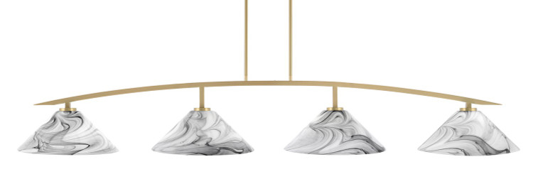 Toltec Lighting - 3734-NAB-2169 - Four Light Billiard/Island - Kurve - New Age Brass