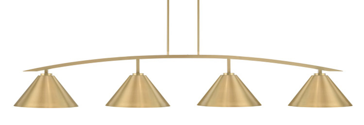 Toltec Lighting - 3734-NAB-420-NAB - Four Light Billiard/Island - Kurve - New Age Brass