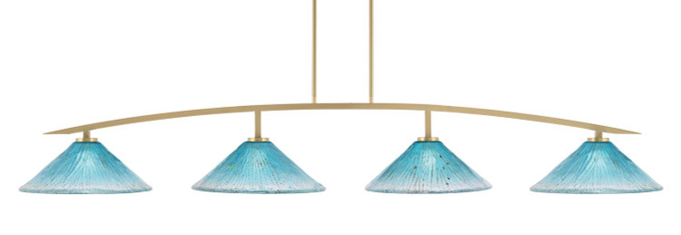 Toltec Lighting - 3734-NAB-715 - Four Light Billiard/Island - Kurve - New Age Brass