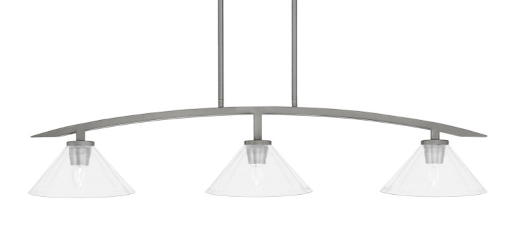 Toltec Lighting - 3736-GP-304 - Three Light Billiard/Island - Kurve - Graphite
