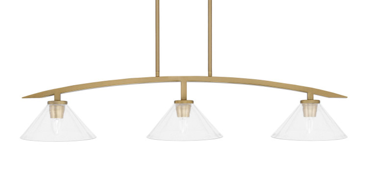 Toltec Lighting - 3736-NAB-304 - Three Light Island Pendant - Kurve - New Age Brass