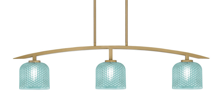 Toltec Lighting - 3736-NAB-4615 - Three Light Island Pendant - Kurve - New Age Brass