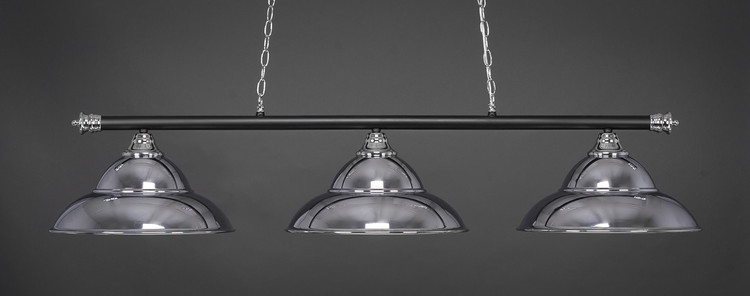 Toltec Lighting - 373-CHMB-429-CH - Three Light Billiard Bar - Oxford - Chrome & Matte Black