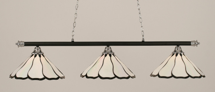 Toltec Lighting - 373-CHMB-912 - Three Light Billiard Bar - Oxford - Chrome/Matte Black
