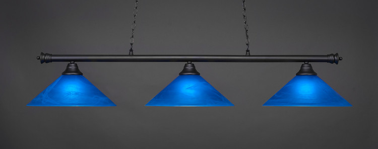 Toltec Lighting - 373-MB-415 - Three Light Billiard Bar - Oxford - Matte Black